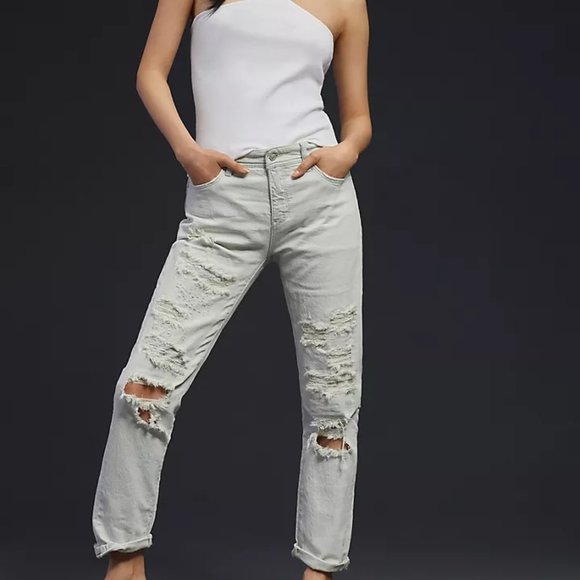 Pilcro and the Letterpress Denim - Pilcro Mid-Rise Slim Boyfriend Jeans